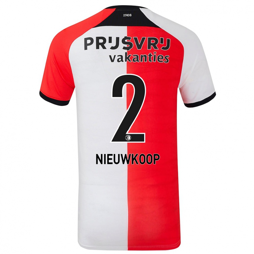 Men Football Bart Nieuwkoop #2 Red White Home Jersey 2024/25 T-Shirt Nz