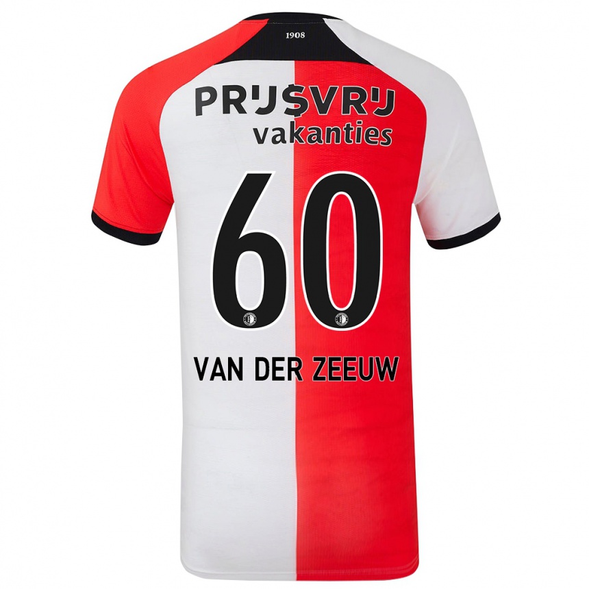 Men Football Twan Van Der Zeeuw #60 Red White Home Jersey 2024/25 T-Shirt Nz