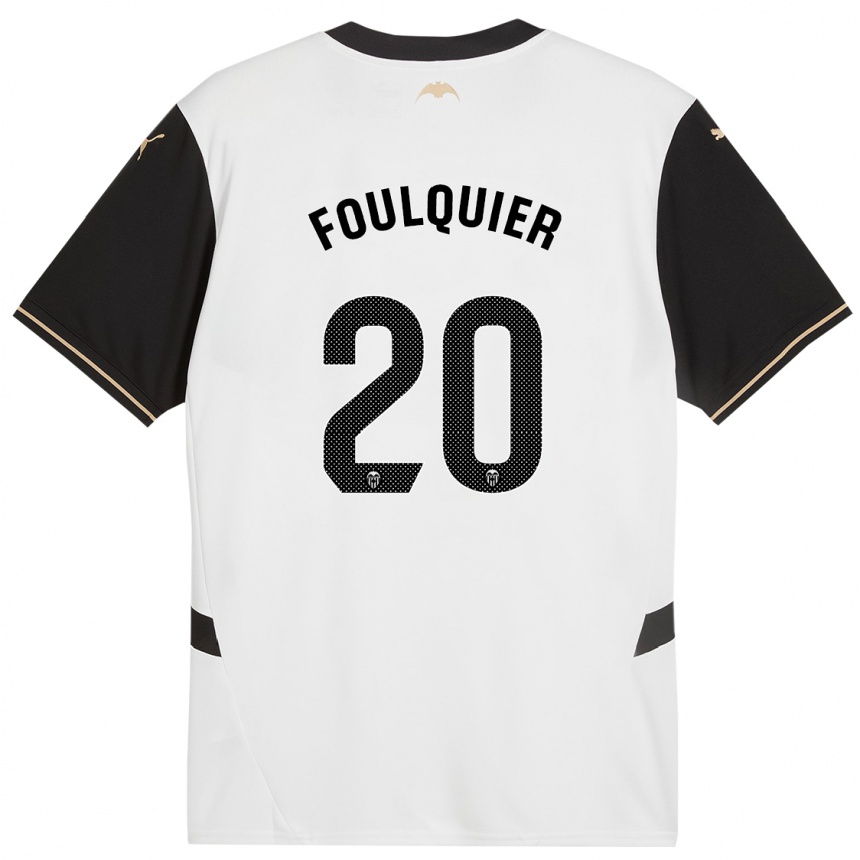 Men Football Dimitri Foulquier #20 White Black Home Jersey 2024/25 T-Shirt Nz