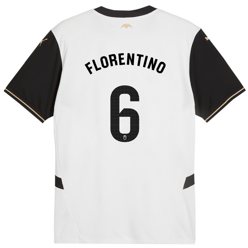 Men Football Claudia Florentino #6 White Black Home Jersey 2024/25 T-Shirt Nz