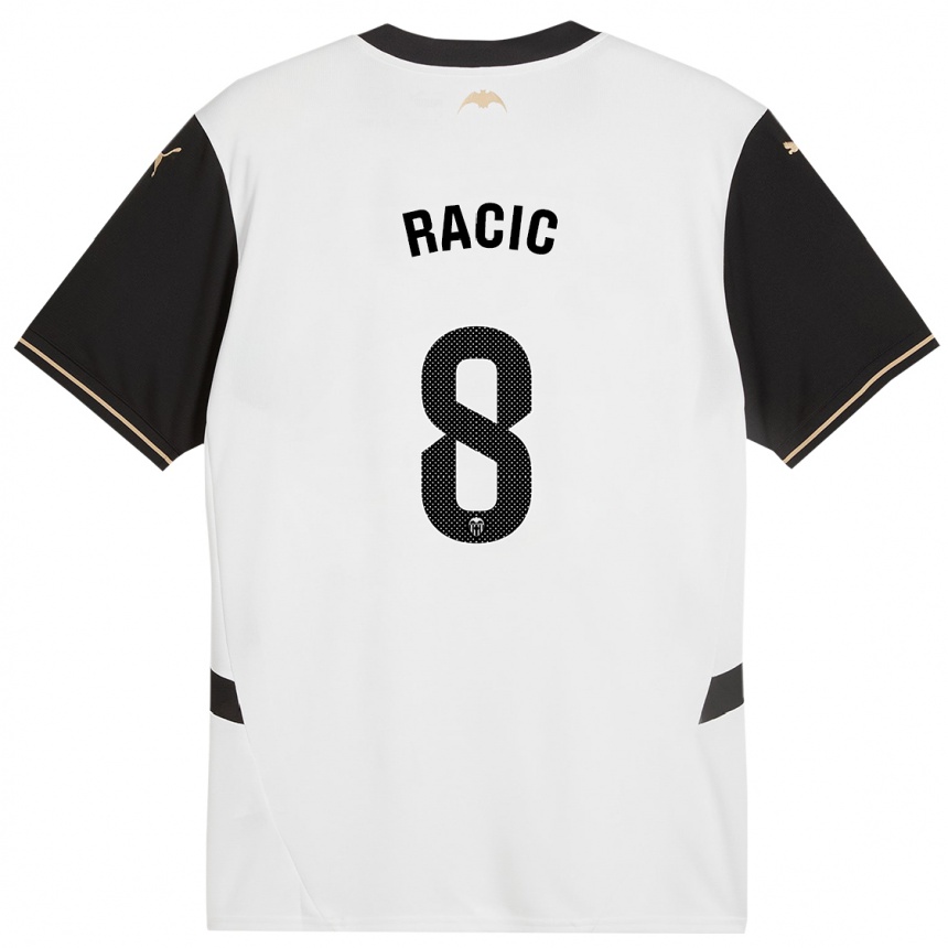 Men Football Uros Racic #8 White Black Home Jersey 2024/25 T-Shirt Nz