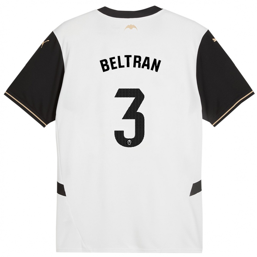 Men Football Bea Beltran #3 White Black Home Jersey 2024/25 T-Shirt Nz