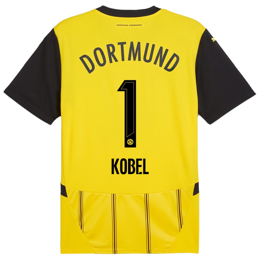 Men Football Gregor Kobel #1 Yellow Black Home Jersey 2024/25 T-Shirt Nz