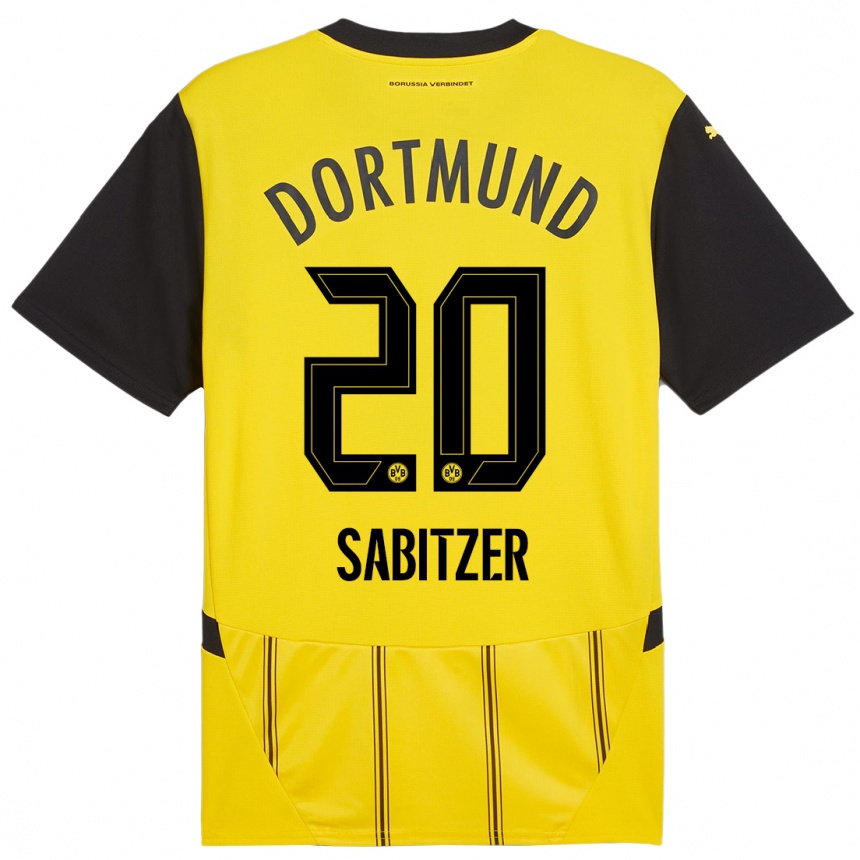 Men Football Marcel Sabitzer #20 Yellow Black Home Jersey 2024/25 T-Shirt Nz