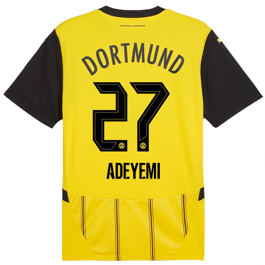 Men Football Karim Adeyemi #27 Yellow Black Home Jersey 2024/25 T-Shirt Nz