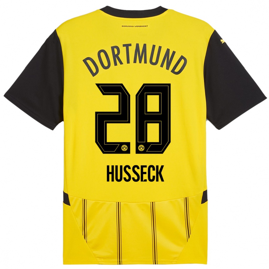 Men Football Jonah Husseck #28 Yellow Black Home Jersey 2024/25 T-Shirt Nz