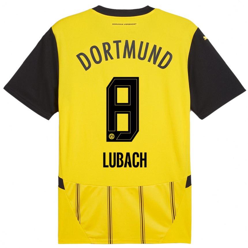 Men Football Rafael Lubach #8 Yellow Black Home Jersey 2024/25 T-Shirt Nz