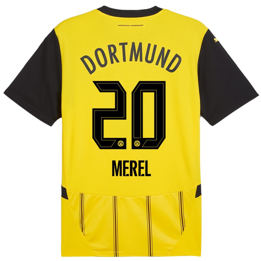 Men Football Freriks Merel #20 Yellow Black Home Jersey 2024/25 T-Shirt Nz