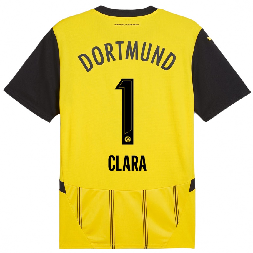 Men Football Woltering Clara #1 Yellow Black Home Jersey 2024/25 T-Shirt Nz