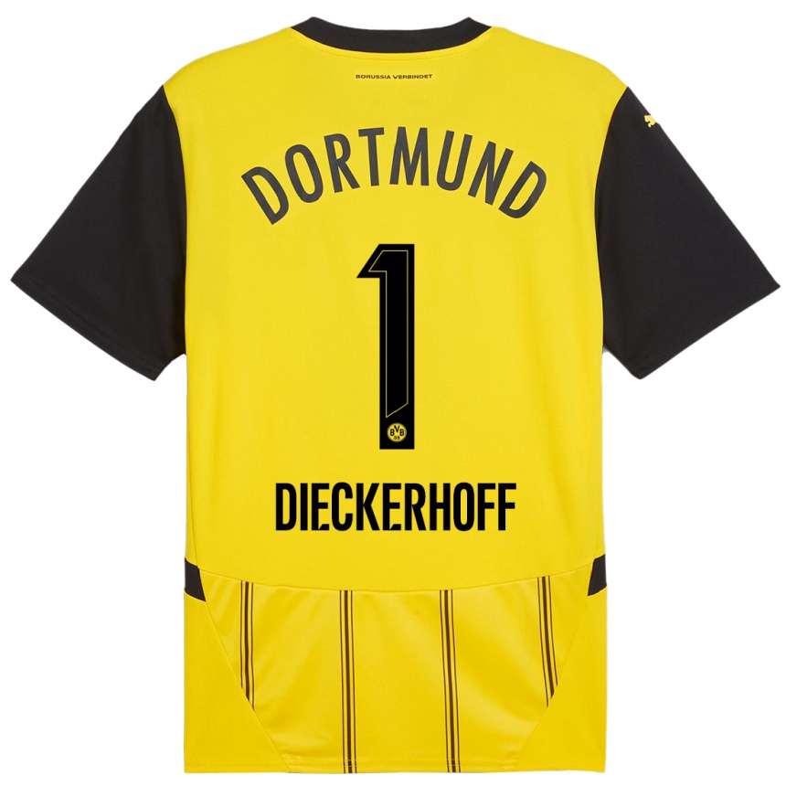 Men Football Max Dieckerhoff #1 Yellow Black Home Jersey 2024/25 T-Shirt Nz