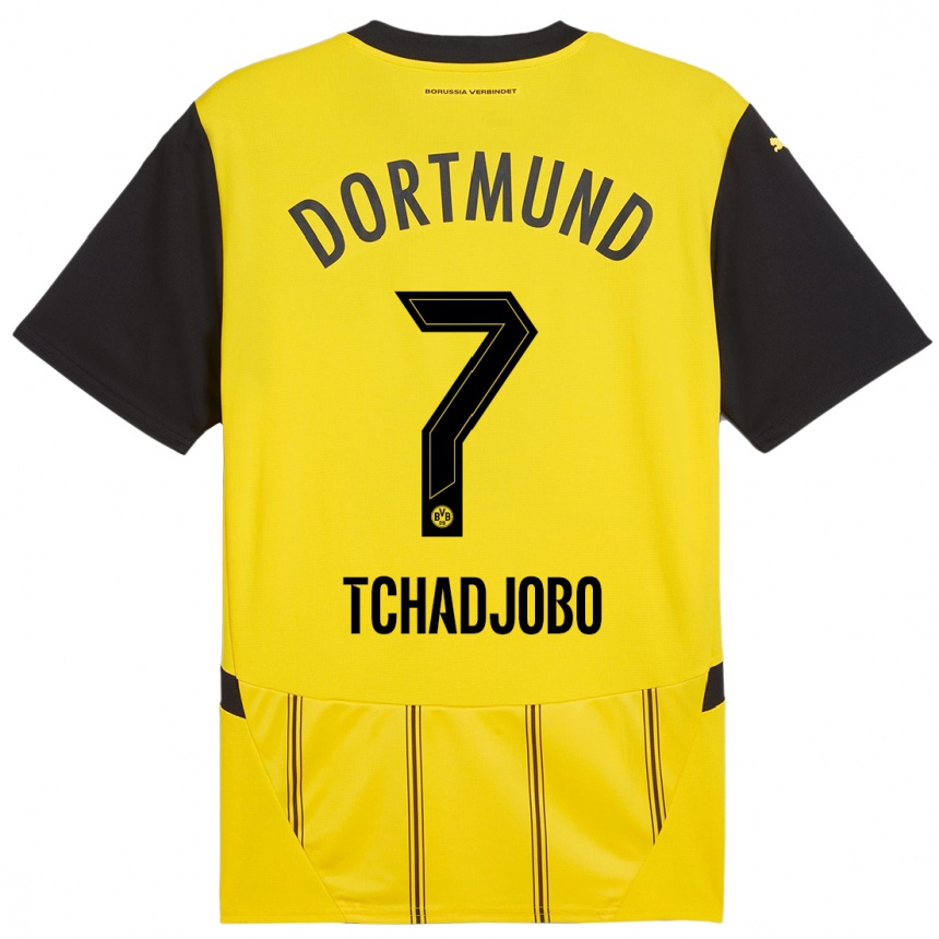 Men Football Dia Tchadjobo #7 Yellow Black Home Jersey 2024/25 T-Shirt Nz