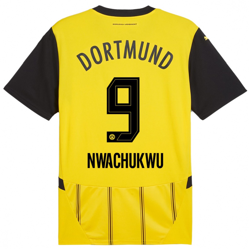 Men Football Isaak Nwachukwu #9 Yellow Black Home Jersey 2024/25 T-Shirt Nz