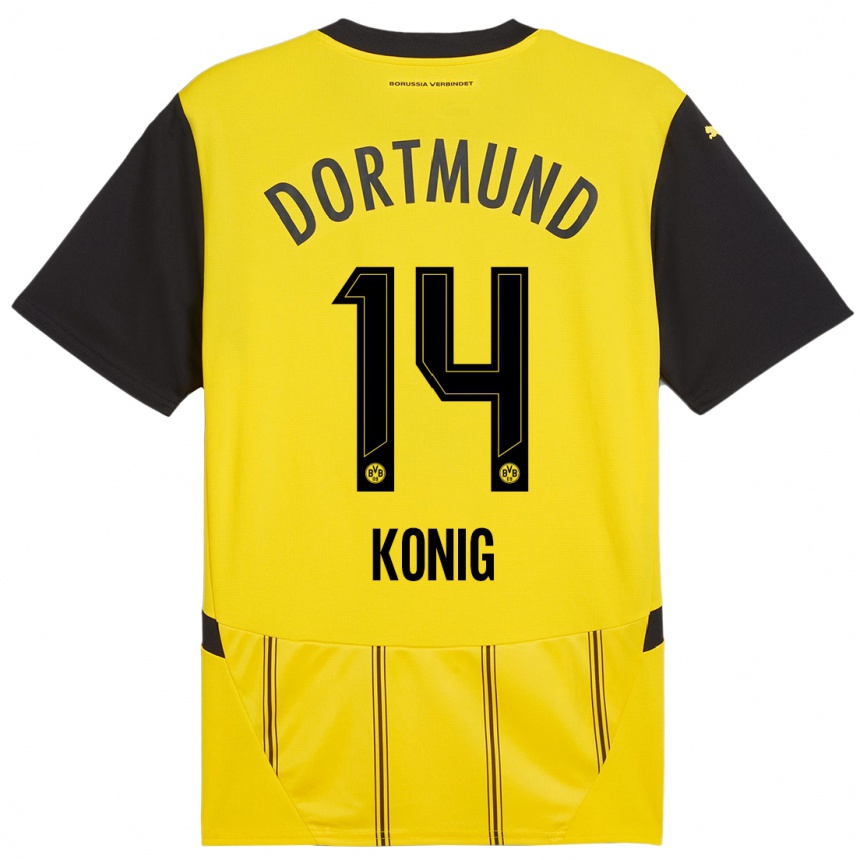 Men Football Raul Konig #14 Yellow Black Home Jersey 2024/25 T-Shirt Nz