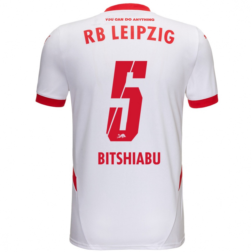 Men Football El Chadaille Bitshiabu #5 White Red Home Jersey 2024/25 T-Shirt Nz