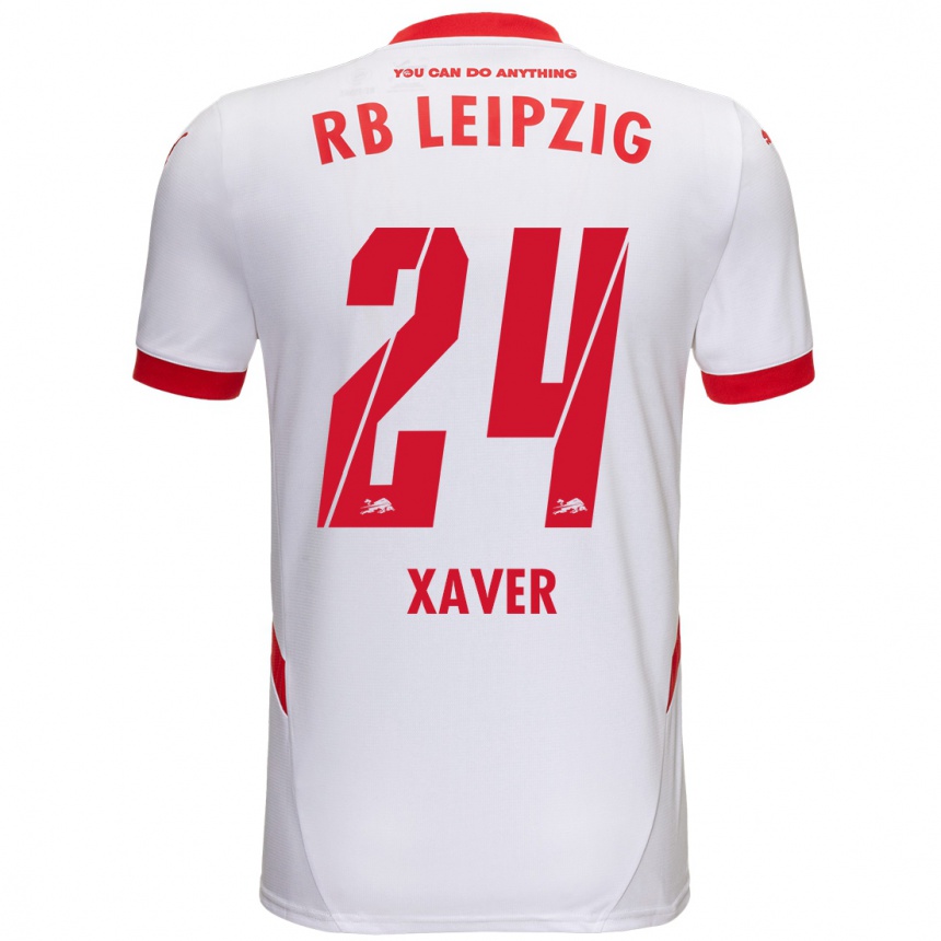 Men Football Xaver Schlager #24 White Red Home Jersey 2024/25 T-Shirt Nz