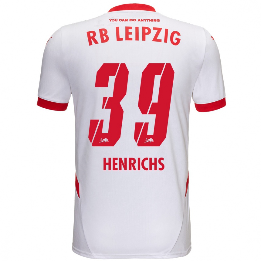 Men Football Benjamin Henrichs #39 White Red Home Jersey 2024/25 T-Shirt Nz