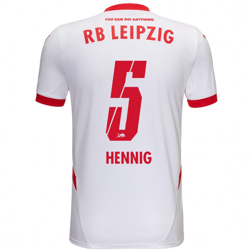 Men Football Lenny Hennig #5 White Red Home Jersey 2024/25 T-Shirt Nz