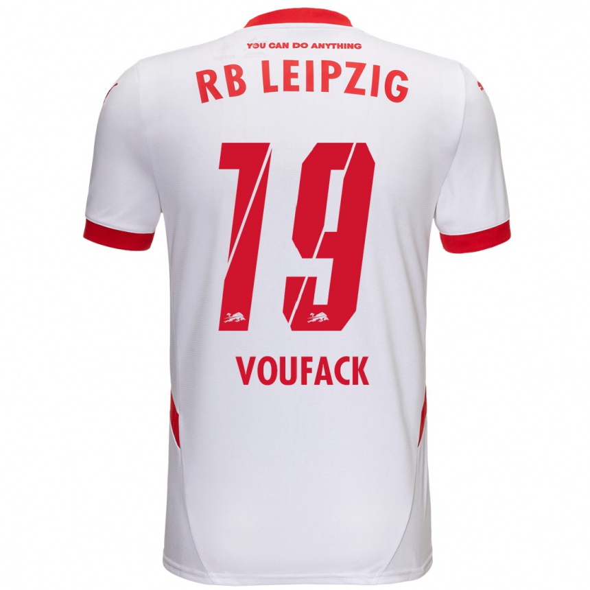 Men Football Lionel Voufack #19 White Red Home Jersey 2024/25 T-Shirt Nz