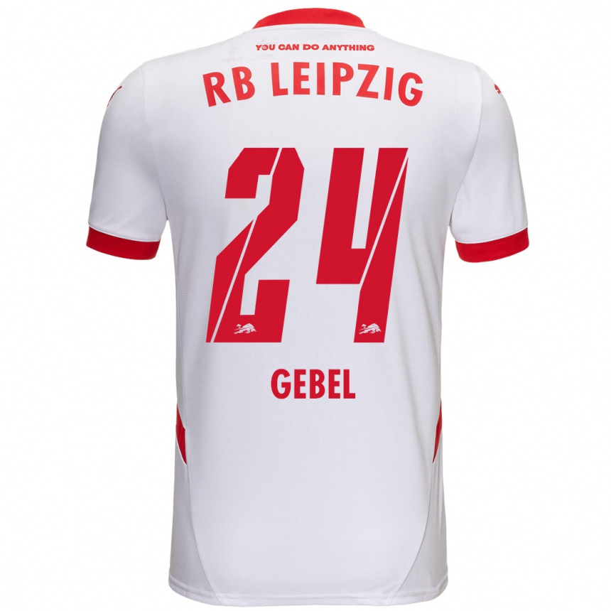 Men Football Viggo Gebel #24 White Red Home Jersey 2024/25 T-Shirt Nz