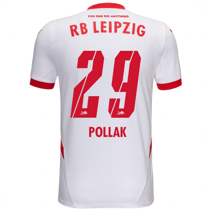 Men Football Julia Pollak #29 White Red Home Jersey 2024/25 T-Shirt Nz