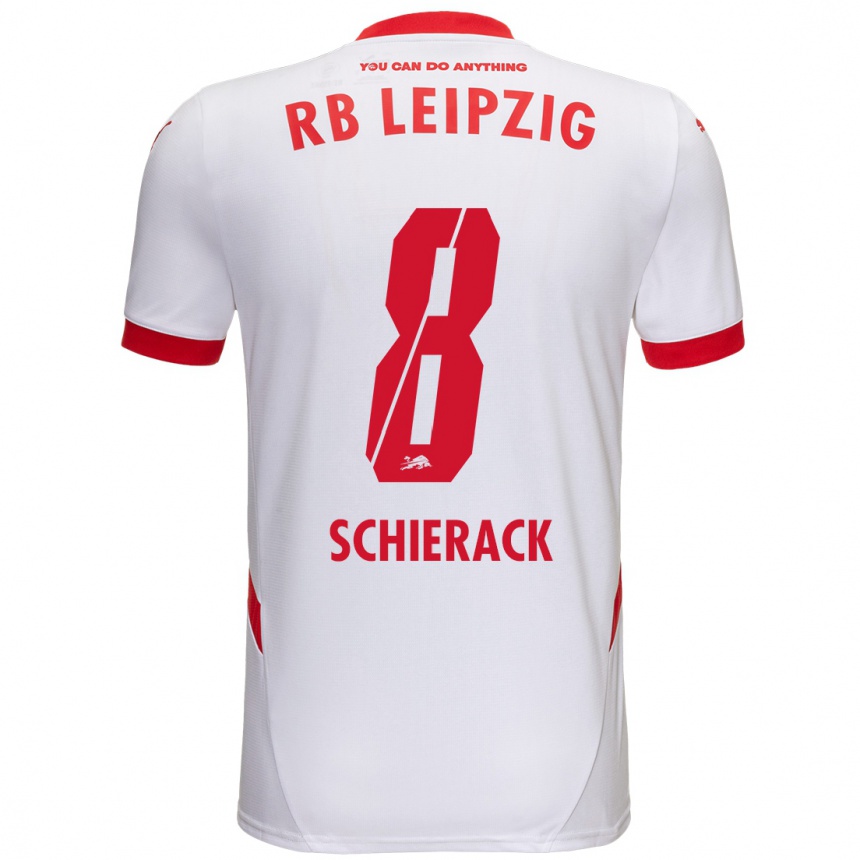 Men Football Simon Schierack #8 White Red Home Jersey 2024/25 T-Shirt Nz