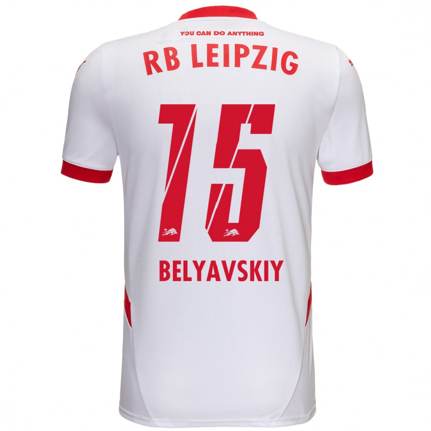 Men Football David Belyavskiy #15 White Red Home Jersey 2024/25 T-Shirt Nz