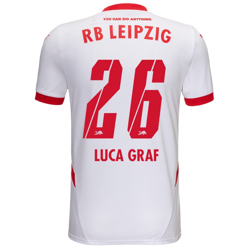 Men Football Luca Marie Graf #26 White Red Home Jersey 2024/25 T-Shirt Nz