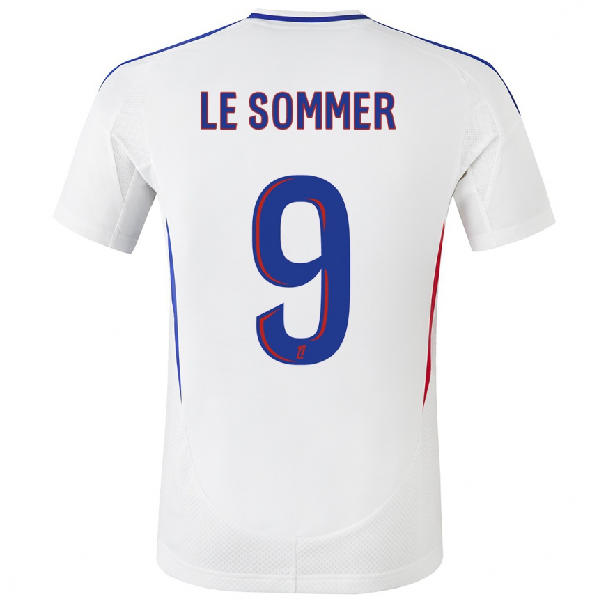 Men Football Eugenie Le Sommer #9 White Blue Home Jersey 2024/25 T-Shirt Nz