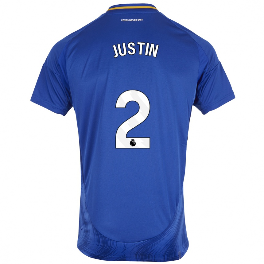 Men Football James Justin #2 Blue White Home Jersey 2024/25 T-Shirt Nz