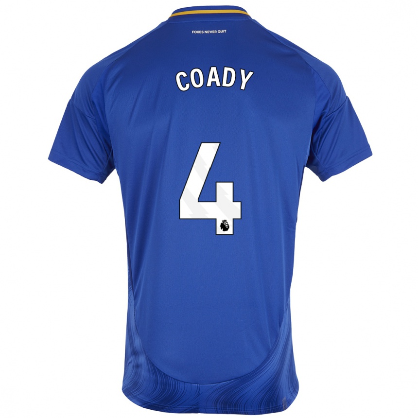 Men Football Conor Coady #4 Blue White Home Jersey 2024/25 T-Shirt Nz