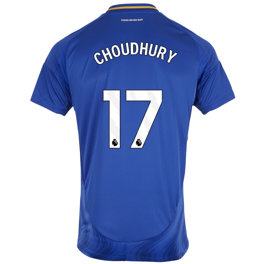 Men Football Hamza Choudhury #17 Blue White Home Jersey 2024/25 T-Shirt Nz