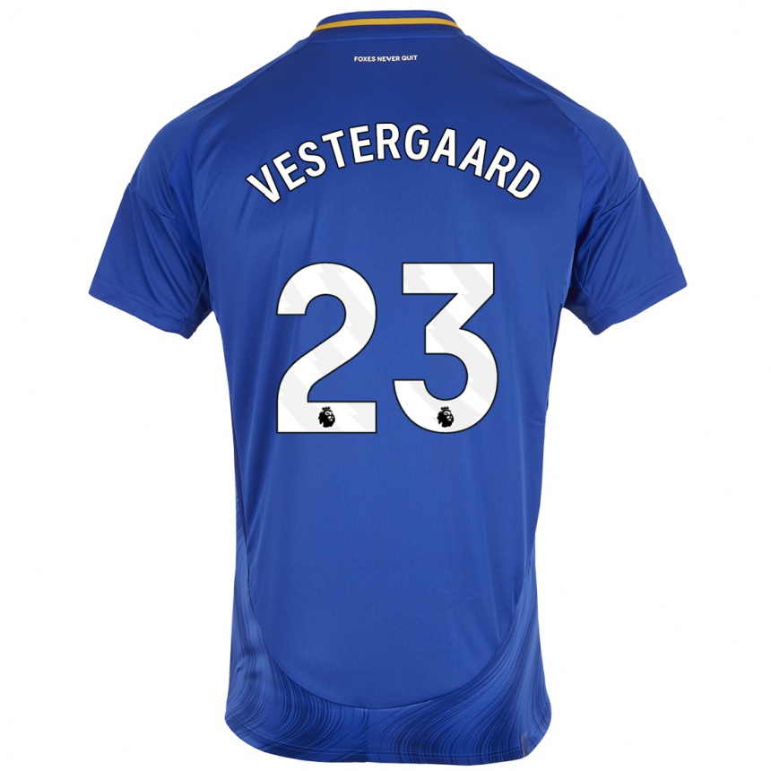 Men Football Jannik Vestergaard #23 Blue White Home Jersey 2024/25 T-Shirt Nz