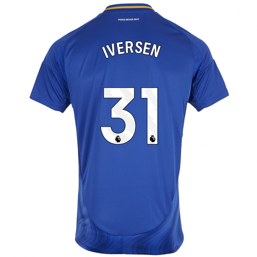 Men Football Daniel Iversen #31 Blue White Home Jersey 2024/25 T-Shirt Nz