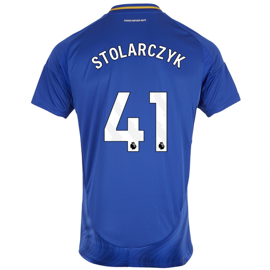 Men Football Jakub Stolarczyk #41 Blue White Home Jersey 2024/25 T-Shirt Nz