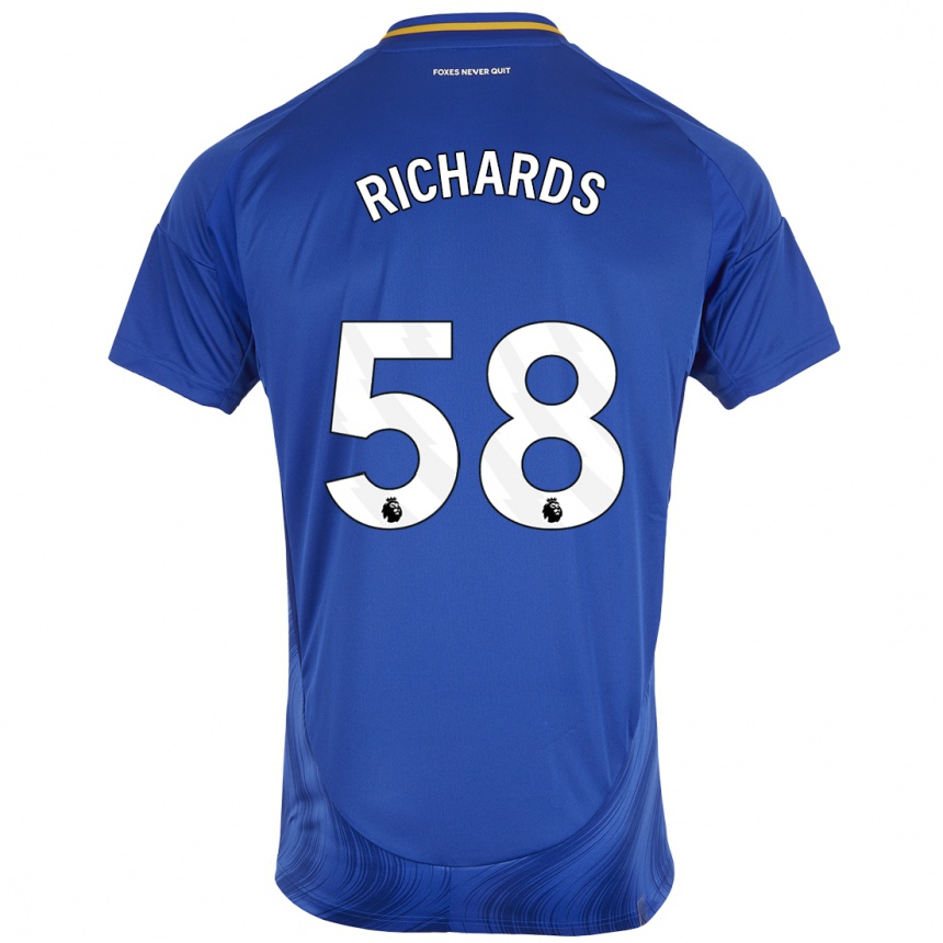 Men Football Amani Richards #58 Blue White Home Jersey 2024/25 T-Shirt Nz