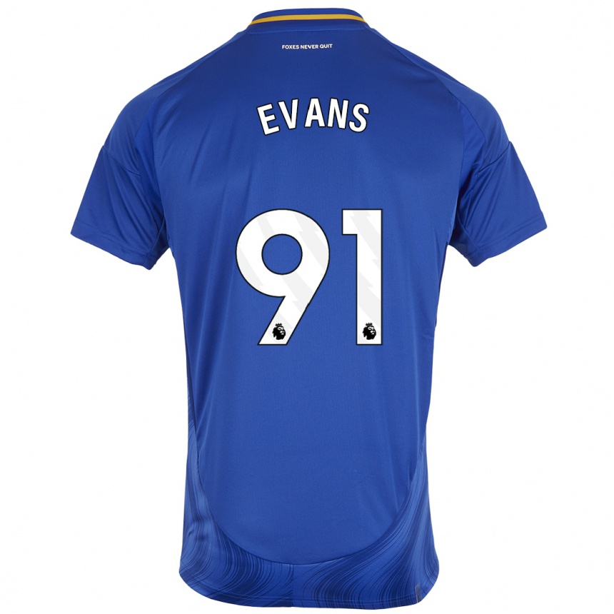 Men Football Jake Evans #91 Blue White Home Jersey 2024/25 T-Shirt Nz