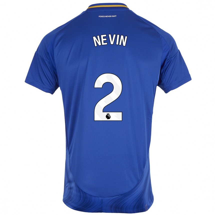 Men Football Courtney Nevin #2 Blue White Home Jersey 2024/25 T-Shirt Nz