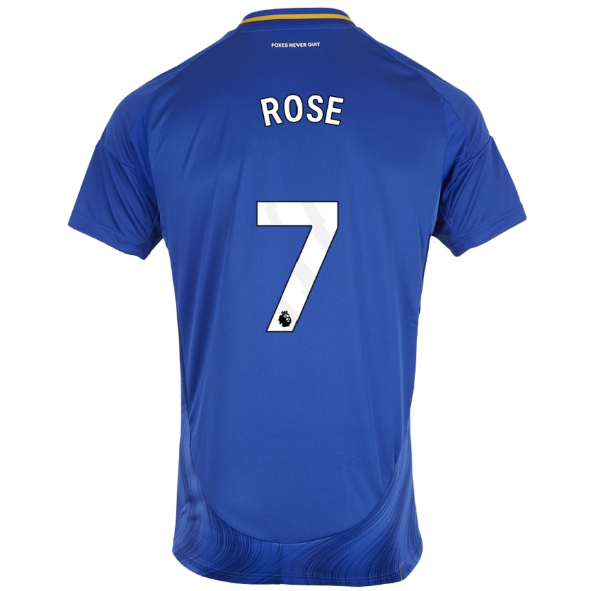 Men Football Deanne Rose #7 Blue White Home Jersey 2024/25 T-Shirt Nz