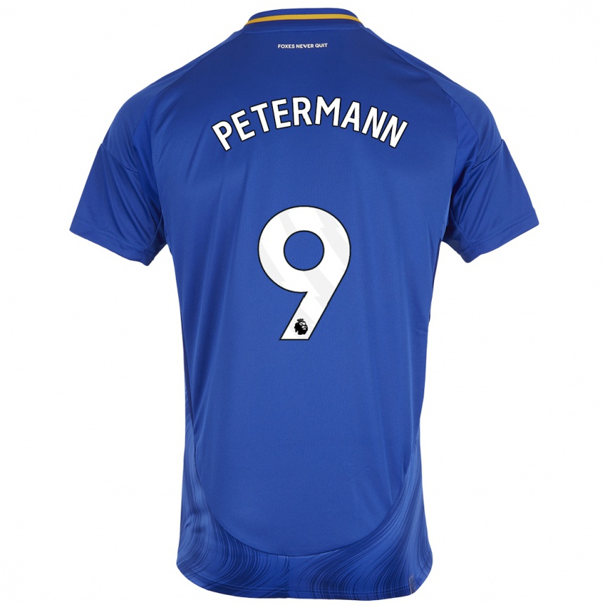 Men Football Lena Petermann #9 Blue White Home Jersey 2024/25 T-Shirt Nz