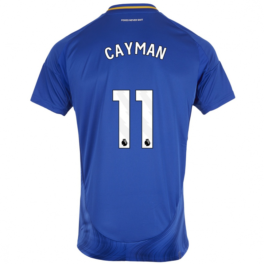 Men Football Janice Cayman #11 Blue White Home Jersey 2024/25 T-Shirt Nz