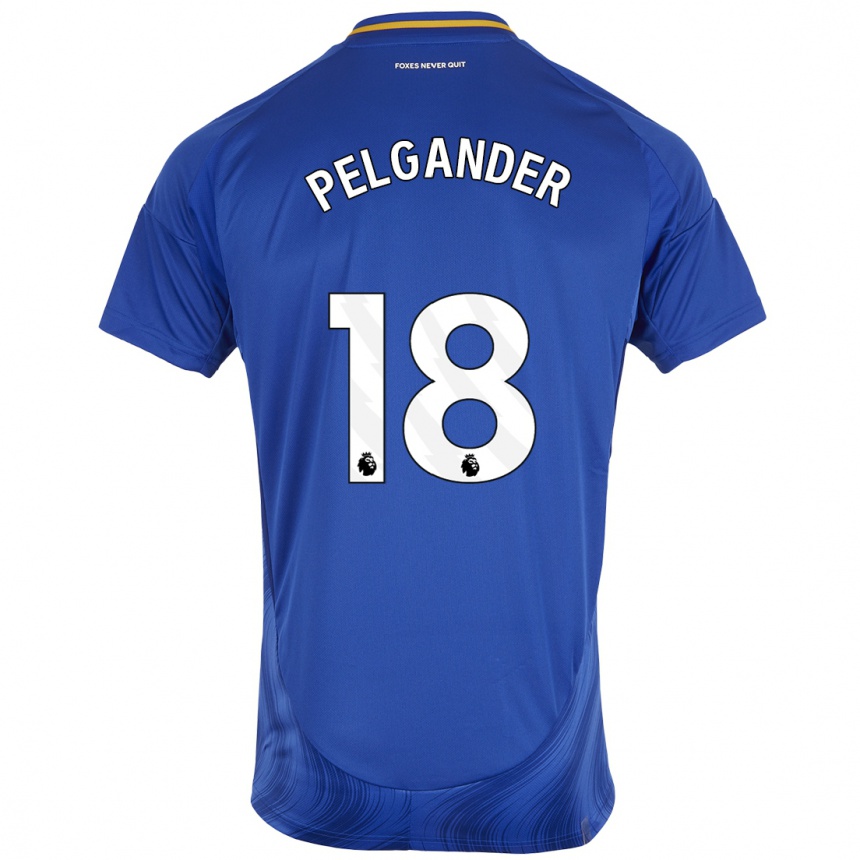 Men Football Emilia Pelgander #18 Blue White Home Jersey 2024/25 T-Shirt Nz