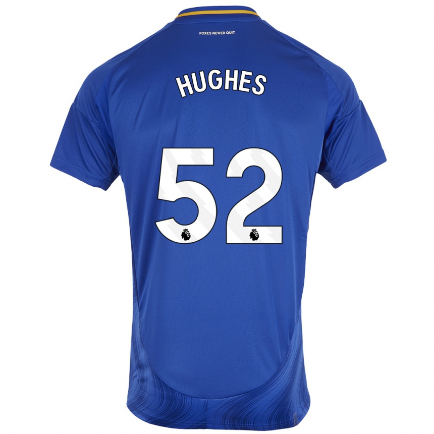 Men Football Iestyn Hughes #52 Blue White Home Jersey 2024/25 T-Shirt Nz