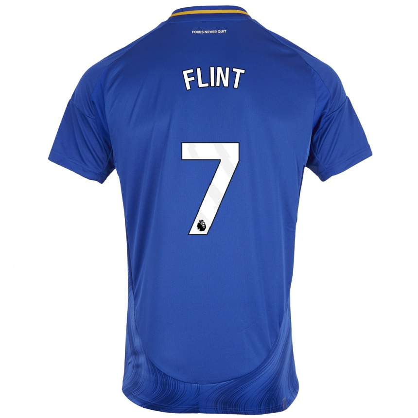 Men Football Natasha Flint #7 Blue White Home Jersey 2024/25 T-Shirt Nz