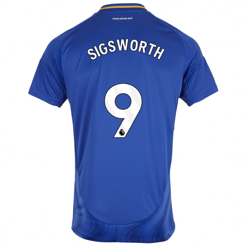 Men Football Jessica Sigsworth #9 Blue White Home Jersey 2024/25 T-Shirt Nz