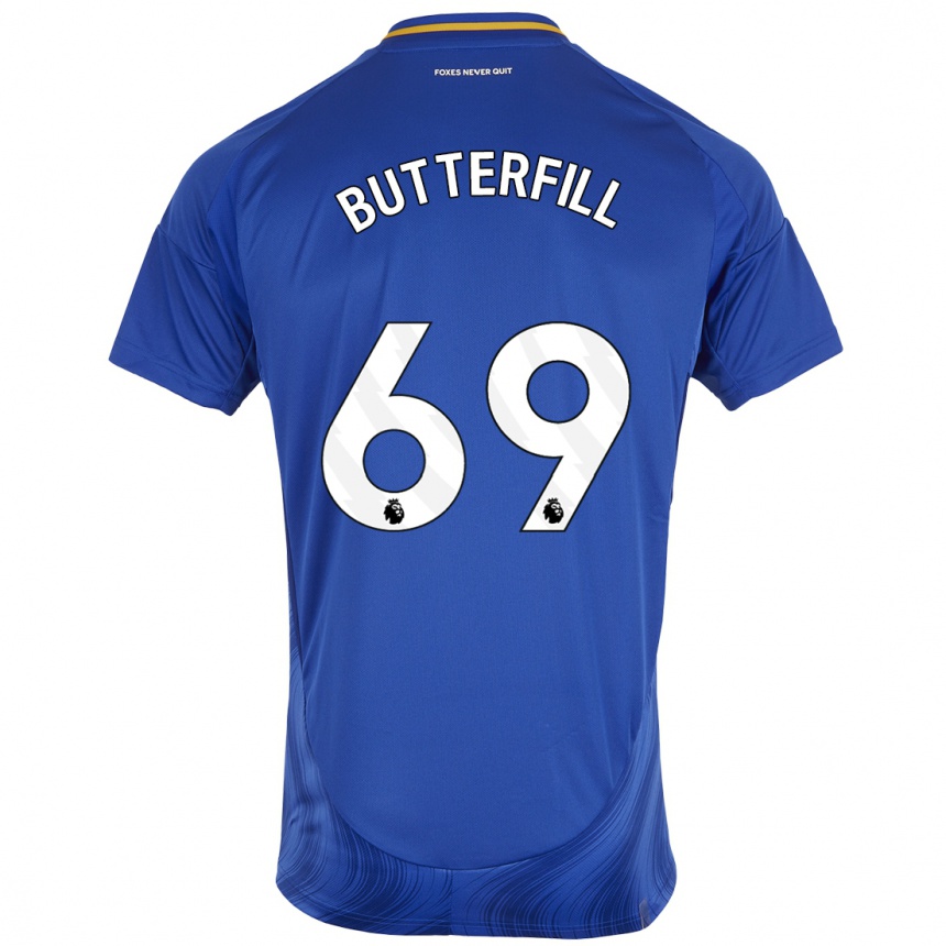 Men Football Jack Butterfill #69 Blue White Home Jersey 2024/25 T-Shirt Nz