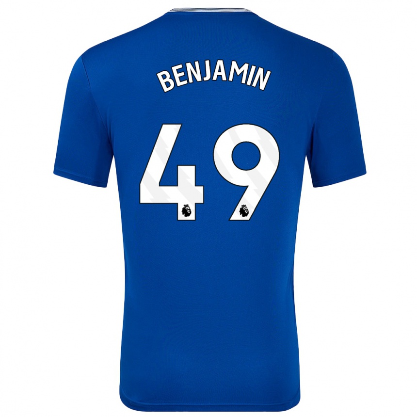 Men Football Omari Benjamin #49 Blue With Home Jersey 2024/25 T-Shirt Nz