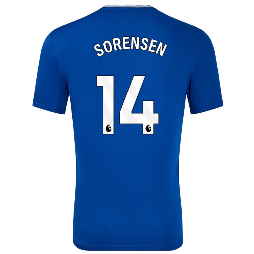 Men Football Nicoline Sorensen #14 Blue With Home Jersey 2024/25 T-Shirt Nz