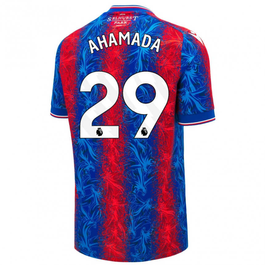 Men Football Naouirou Ahamada #29 Red Blue Stripes Home Jersey 2024/25 T-Shirt Nz