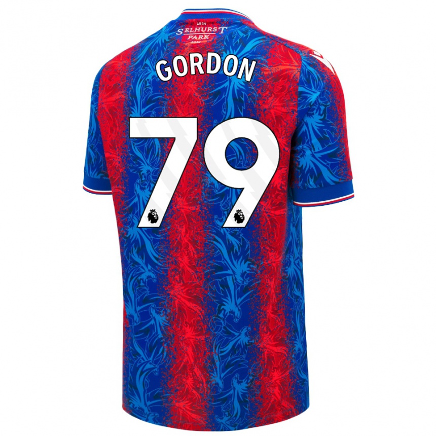 Men Football John-Kymani Gordon #79 Red Blue Stripes Home Jersey 2024/25 T-Shirt Nz