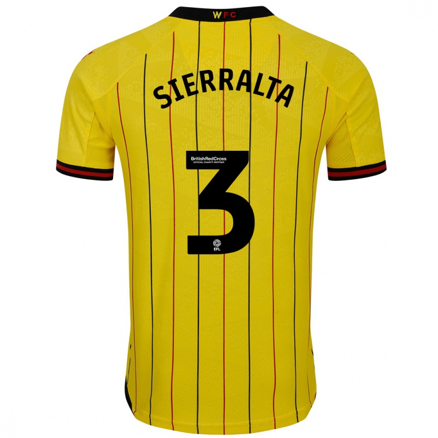 Men Football Francisco Sierralta #3 Yellow Black Home Jersey 2024/25 T-Shirt Nz